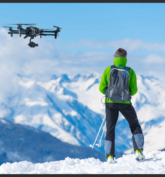 industrielle Drohne in den Alpen